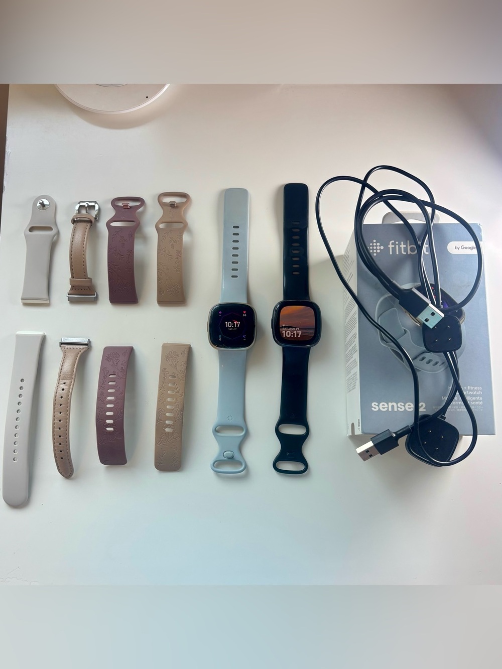 Fitbit Sense 2 Smartwatch - Black & Light Blue Bands Included
